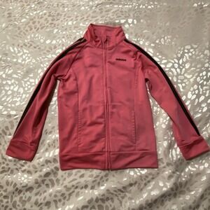 Adidas Girls Athletic Track Jacket Pink Sz 6x Full Zip Logo 3 Stripes w/Pockets